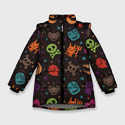 Куртка зимняя для девочки Весёлый хэллоуин, цвет: 3D-светло-серый