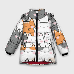 Зимняя куртка для девочки Семья котиков