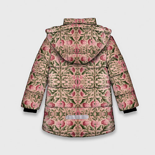 Зимняя куртка для девочки Переплетение из розовых цветов / 3D-Черный – фото 2