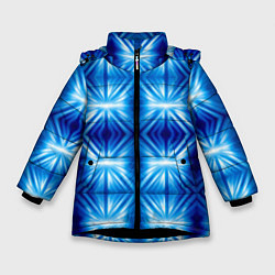 Куртка зимняя для девочки Ярко-синий светящийся узор, цвет: 3D-черный