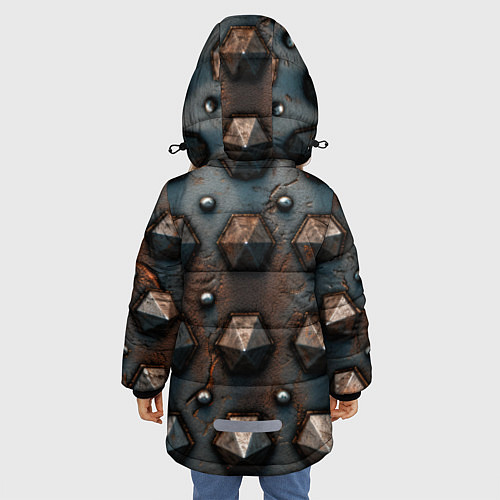 Зимняя куртка для девочки Металлическая шипованная текстура / 3D-Красный – фото 4