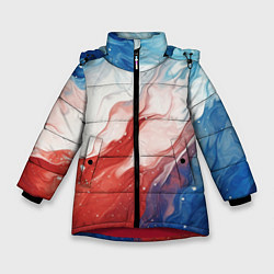 Куртка зимняя для девочки Белый синий красный, цвет: 3D-красный