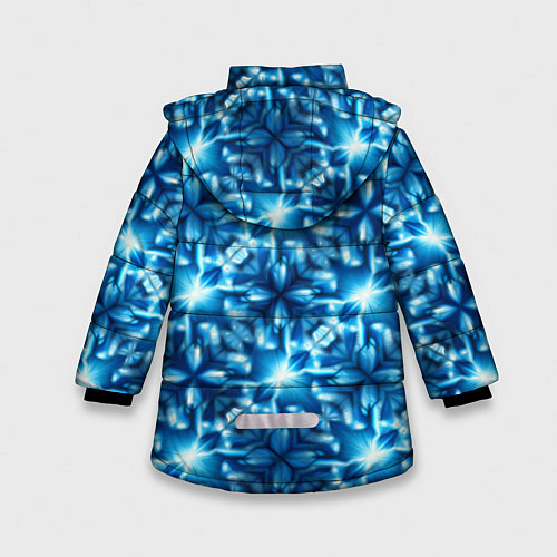 Зимняя куртка для девочки Светящиеся голубые цветы / 3D-Черный – фото 2