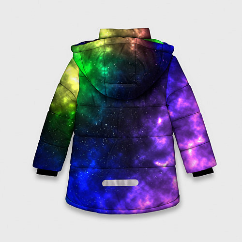 Зимняя куртка для девочки Космос мультицвет / 3D-Черный – фото 2