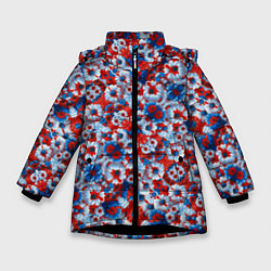 Куртка зимняя для девочки Цветы России, цвет: 3D-черный