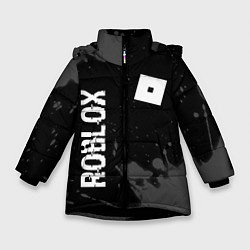 Зимняя куртка для девочки Roblox glitch на темном фоне: надпись, символ