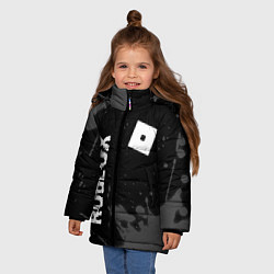 Куртка зимняя для девочки Roblox glitch на темном фоне: надпись, символ, цвет: 3D-черный — фото 2