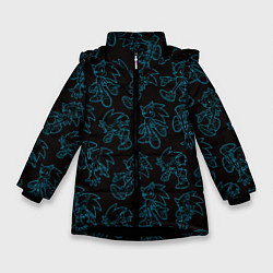 Куртка зимняя для девочки Соник паттерн, цвет: 3D-черный