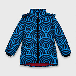 Куртка зимняя для девочки Синие круги паттерн, цвет: 3D-красный