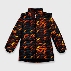 Зимняя куртка для девочки Black orange texture