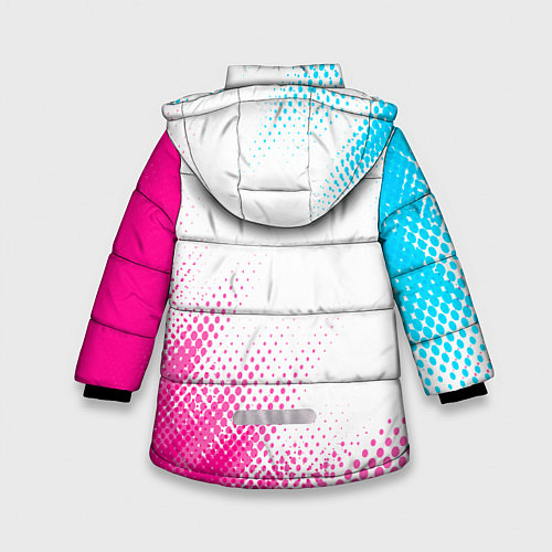 Зимняя куртка для девочки Chery neon gradient style: надпись, символ / 3D-Черный – фото 2