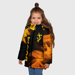 Куртка зимняя для девочки Doom - gold gradient: надпись, символ, цвет: 3D-черный — фото 2