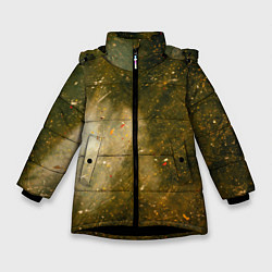 Куртка зимняя для девочки Золотистый туман и краски, цвет: 3D-черный