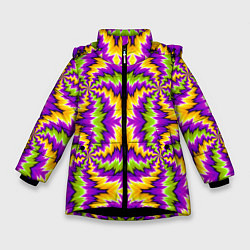 Куртка зимняя для девочки Красочная иллюзия вращения, цвет: 3D-черный