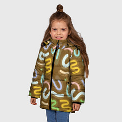 Куртка зимняя для девочки Brown abstraction, цвет: 3D-светло-серый — фото 2