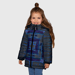 Куртка зимняя для девочки Кубические волны, цвет: 3D-черный — фото 2