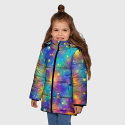 Куртка зимняя для девочки Звездный космос, сияющий волшебством, цвет: 3D-черный — фото 2