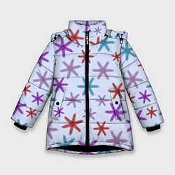Куртка зимняя для девочки Веточки орнамент, цвет: 3D-черный