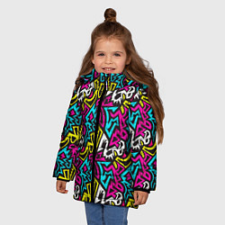 Куртка зимняя для девочки Цветные зигзаги Colored zigzags, цвет: 3D-светло-серый — фото 2