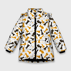 Куртка зимняя для девочки Шахматные фигуры - Chess, цвет: 3D-черный