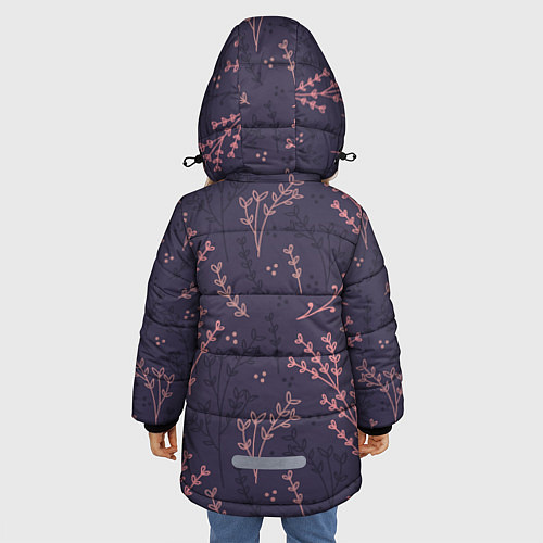 Зимняя куртка для девочки Розовые веточки / 3D-Красный – фото 4