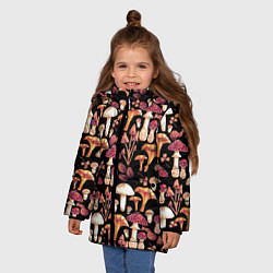 Куртка зимняя для девочки Грибы в сепии, цвет: 3D-черный — фото 2