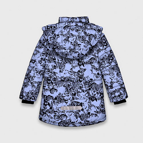 Зимняя куртка для девочки Цветочный принт сиреневый / 3D-Черный – фото 2