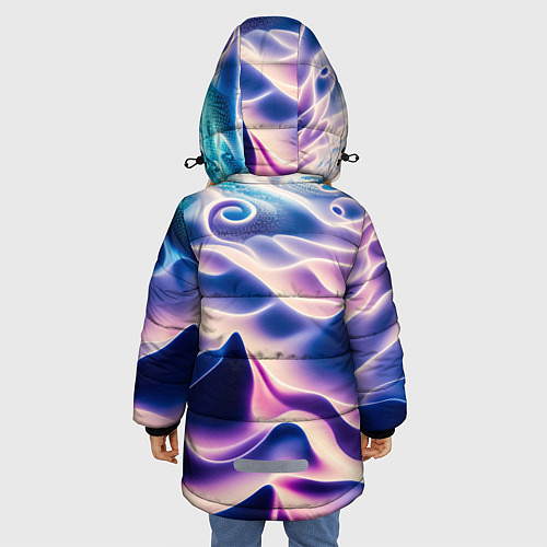 Зимняя куртка для девочки Морское дно абстракция / 3D-Красный – фото 4