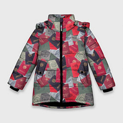 Куртка зимняя для девочки Документы Советского Союза, цвет: 3D-черный