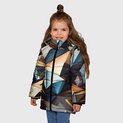 Куртка зимняя для девочки Геометрический принт от нейросети, цвет: 3D-красный — фото 2