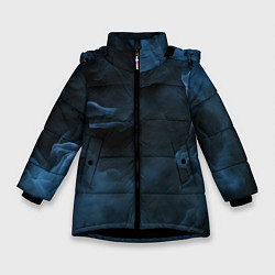 Куртка зимняя для девочки Синий туман текстура от нейросети, цвет: 3D-черный