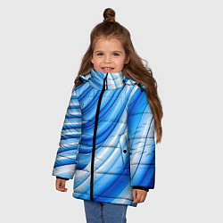 Куртка зимняя для девочки Волнистая полосатая текстура от нейросети, цвет: 3D-красный — фото 2