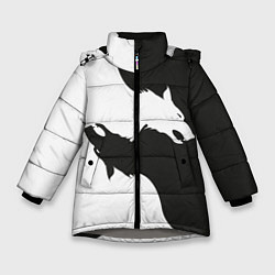 Куртка зимняя для девочки Волк инь ян, цвет: 3D-светло-серый