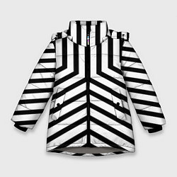 Зимняя куртка для девочки Черно-белые полосы в узоре