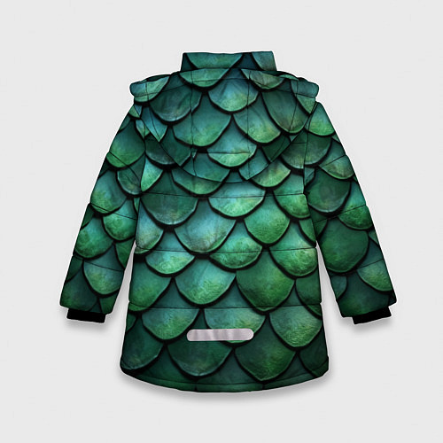 Зимняя куртка для девочки Чешуя зелёного дракона / 3D-Черный – фото 2