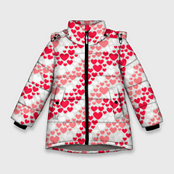 Куртка зимняя для девочки Волны Любви - сердечки, цвет: 3D-светло-серый