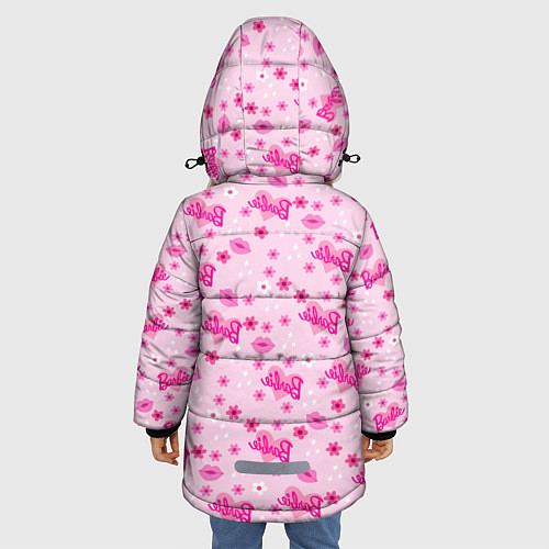 Зимняя куртка для девочки Барби, сердечки и цветочки / 3D-Светло-серый – фото 4
