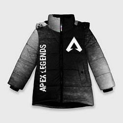 Зимняя куртка для девочки Apex Legends glitch на темном фоне: надпись, симво