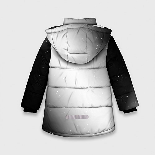 Зимняя куртка для девочки Doom glitch на светлом фоне: надпись, символ / 3D-Черный – фото 2