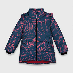 Куртка зимняя для девочки Монстера, цвет: 3D-красный