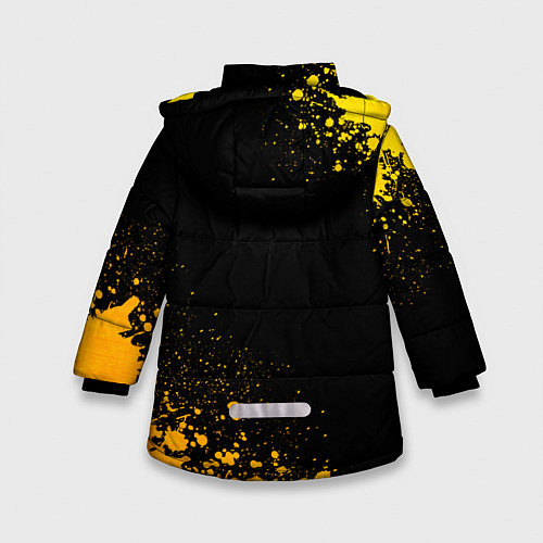 Зимняя куртка для девочки Portal - gold gradient: надпись, символ / 3D-Черный – фото 2