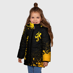 Куртка зимняя для девочки Portal - gold gradient: надпись, символ, цвет: 3D-черный — фото 2