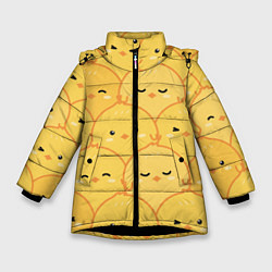 Куртка зимняя для девочки Милые птенчики, цвет: 3D-черный