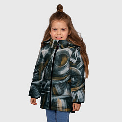 Куртка зимняя для девочки Мазки кисти, цвет: 3D-светло-серый — фото 2