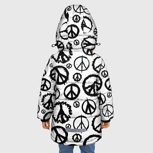 Зимняя куртка для девочки Many peace logo / 3D-Красный – фото 4
