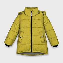Куртка зимняя для девочки Рябь - зеленовато-желтый и фиолетовый - узор Хуф и, цвет: 3D-светло-серый