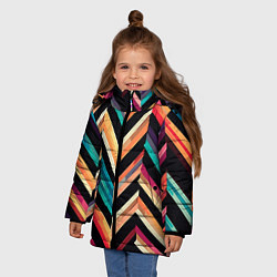 Куртка зимняя для девочки Элегантная геометрия, цвет: 3D-светло-серый — фото 2