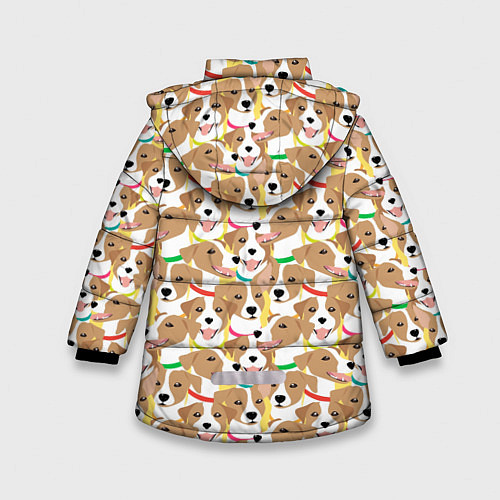 Зимняя куртка для девочки Джек рассел терьер в разноцветных ошейниках / 3D-Черный – фото 2