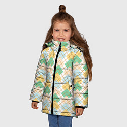 Куртка зимняя для девочки Ромбический узор, цвет: 3D-светло-серый — фото 2