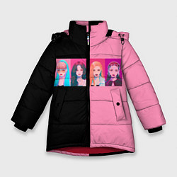 Зимняя куртка для девочки Группа Black pink на черно-розовом фоне